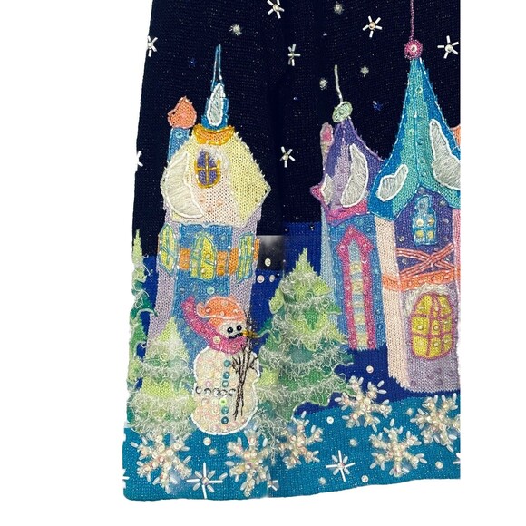 Design Options Sweater Philip Jane Gordon Cardigan Black w Winter Scene XL - Picture 8 of 14